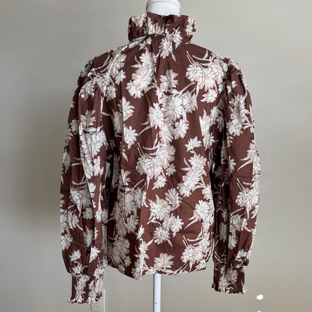 Entro Chocolate Floral Ruffle Blouse - Picture 9 of 10